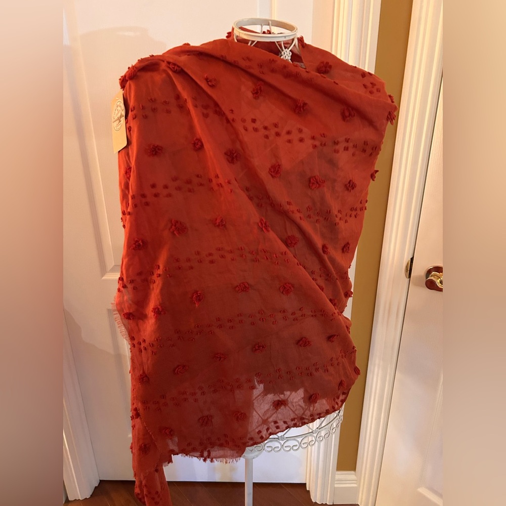 Rust Orange Sheer Rosette Scarf